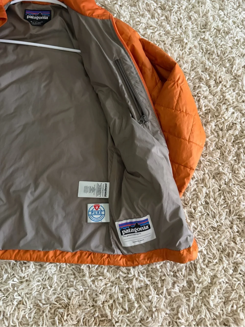 Patagonia Kids Orange Quilted Puffer Jacket